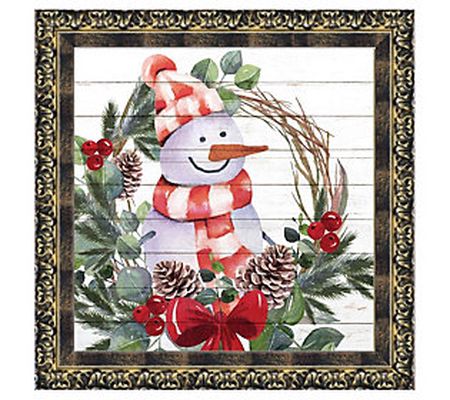Snowman Wreath Framed Art by Timeless Frames
