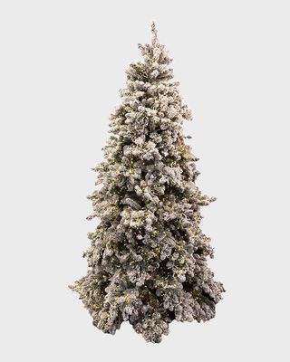 Snowy Royal Majestic Pine Pre-Lit Christmas Tree w/ Cluster Warm White LED Lights, 7.5'