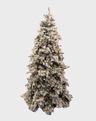 Snowy Royal Majestic Pine Pre-Lit Christmas Tree w/ Cluster Warm White LED Lights, 9'