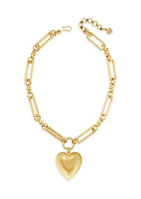 So Much Love Antique 24K Gold-Plated Heart Necklace