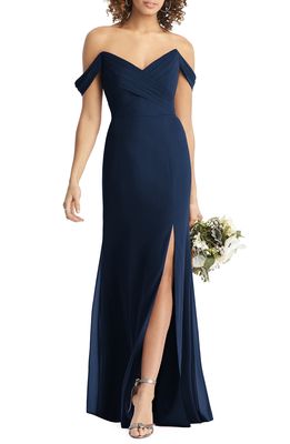 Social Bridesmaids Strapless V-Neck Chiffon Trumpet Gown in Midnight