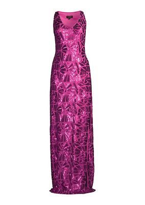 Social Occasion Fan Sequined Column Gown