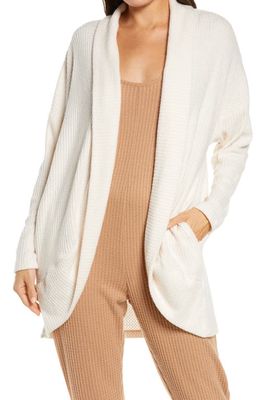 Socialite Cocoon Waffle Knit Cardigan in Ivory