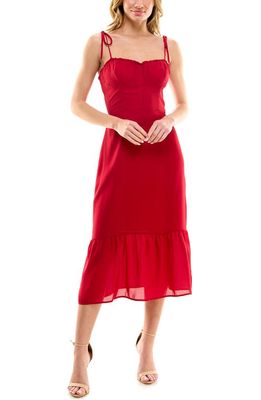 Socialite Corset Ruffle Dress in Red