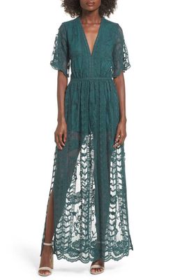 Socialite Lace Overlay Romper in Teal