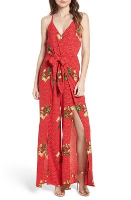 Socialite Wrap Jumpsuit in Red/Yellow