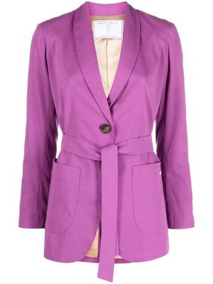 Société Anonyme belted single-breasted cotton blazer - Purple