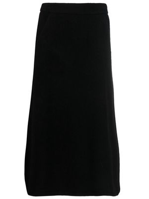 Société Anonyme embroidered-logo midi A-Line skirt - Black