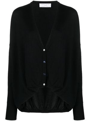 Société Anonyme gathered-hem virgin-wool cardigan - Black