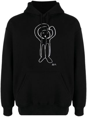 Société Anonyme graphic-print jersey hoodie - Black