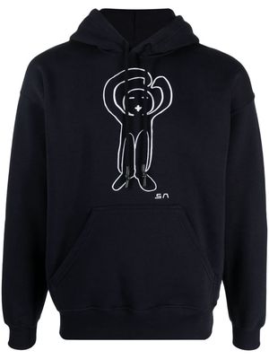 Société Anonyme graphic-print jersey hoodie - Blue