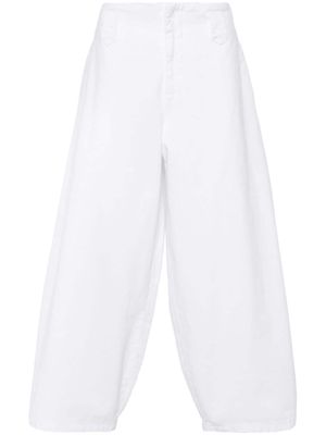 Société Anonyme logo-embroidered wide trousers - White