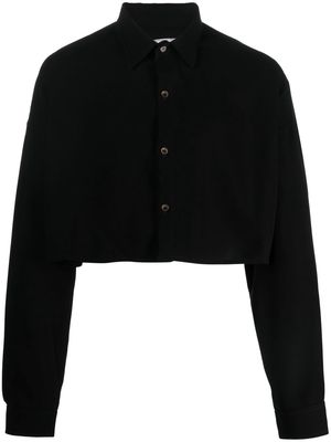 Société Anonyme number-embroidered cropped shirt - Black