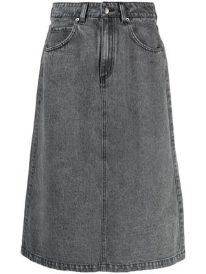 Société Anonyme number-embroidered denim midi skirt - Black