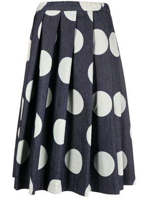 Société Anonyme polka dot-print cotton pleated skirt - Blue