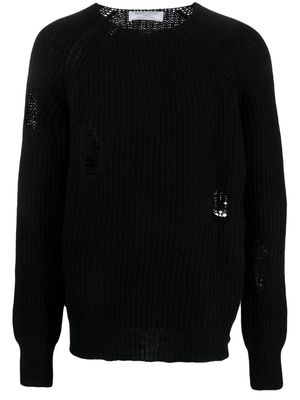 Société Anonyme ripped-detailing waffle-knit jumper - Black