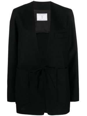 Société Anonyme single-breasted tie-front wool blazer - Black