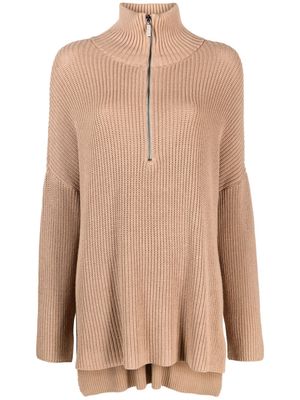 Société Anonyme zip-up chunky-knit jumper - Brown