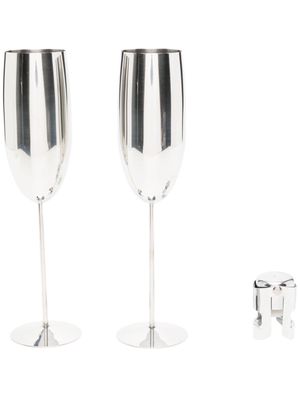 Society logo-engraved champagne glasses - Silver