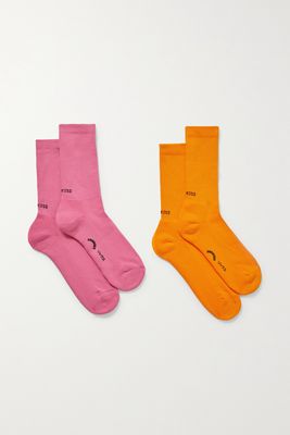 SOCKSSS - Set Of Two Intarsia Stretch Organic Cotton-blend Socks - Orange