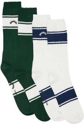 SOCKSSS Two-Pack White & Green Socks