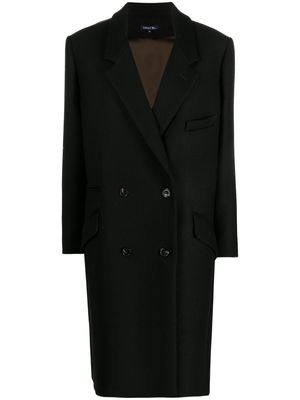 Soeur double-breasted virgin wool coat - Black