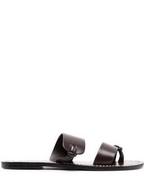 Soeur open-toe flat leather sandals - Brown