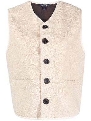 Soeur V-neck faux-shearling vest - Neutrals