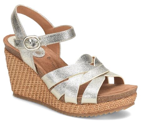 Sofft Criss Cross Leather Wedge - Carlana