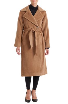 Sofia Cashmere Belted Alpaca & Wool Blend Coat in Camel