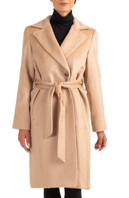 Sofia Cashmere Belted Alpaca & Wool Coat in Beige