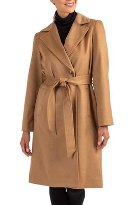 Sofia Cashmere Belted Cashmere Coat in Beige