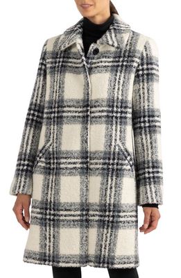 Sofia Cashmere Plaid Alpaca & Wool Blend Coat in Grey White