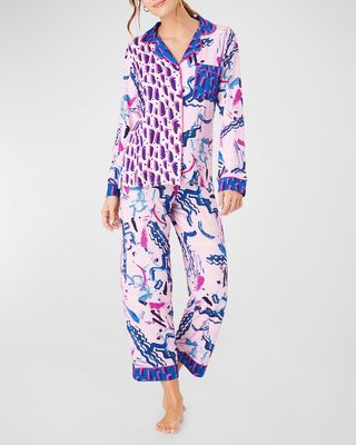 Sofia Cropped Brushstroke-Print Pajama Set