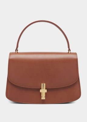 Sofia Flap Top-Handle Bag in Calf Leather