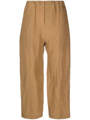 Sofie D'hoore elastic-waist straight-leg linen trouserss - Brown