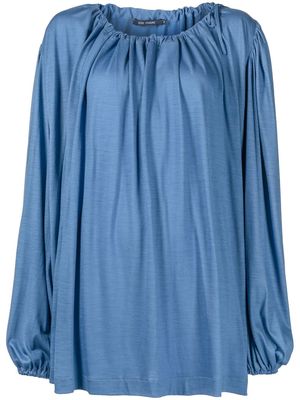 Sofie D'hoore gathered-neckline knitted top - Blue