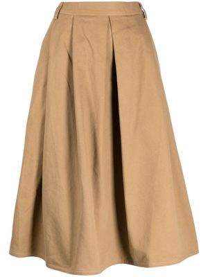 Sofie D'hoore pleat-detailing cotton full skirt - Brown