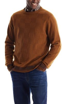 SOFT CLOTH Checkerboard Crewneck Wool Sweater in Caramel