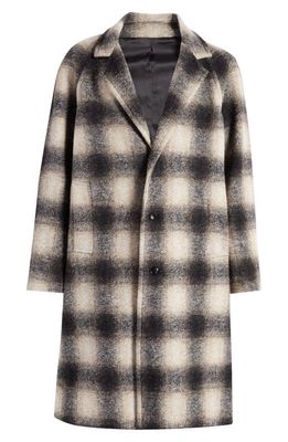 SOFT CLOTH Essex Shadow Check Felted Topcoat in Black Mix