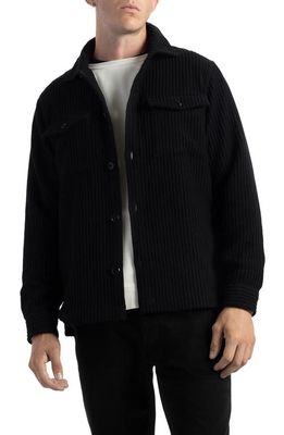 SOFT CLOTH Melrose Melton Wool Blend Rib Shirt Jacket in Black