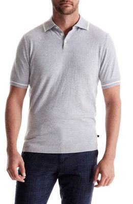 SOFT CLOTH Pacific Tipped Cotton & Silk Jersey Polo in Silver Heather