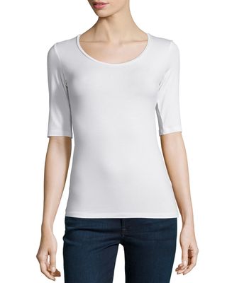Soft Touch Half-Sleeve Scoop-Neck Top