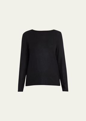 Soft Touch Metallic Long-Sleeve V-Back T-Shirt