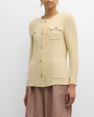 Soft Tweed-Knit Tailored Jacket