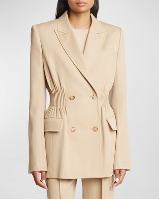 Soft Wool Top Coat with Cinched Waist