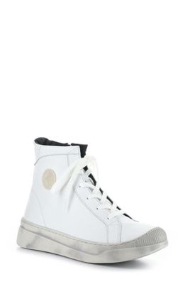 Softinos by Fly London Appe Lace-Up High Top Sneaker in White Smooth Leatherther 