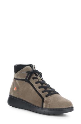 Softinos by Fly London Emma High Top Sneaker in 005 Taupe/Black Oil Suede