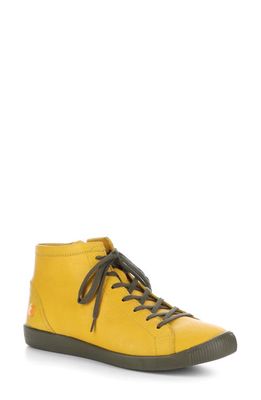 Softinos by Fly London Ibbi Lace-Up Sneaker in Ochre Supple Leather