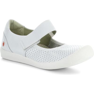 Softinos by Fly London Iglu Mary Jane Flat in White Smooth 